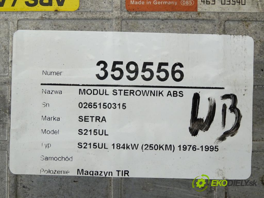 SETRA Series 200 1972 - 1991 S215UL 184kW (250KM) 1976-1995 Modul Riadiaca jednotka ABS 0265150315 (Ostatné)