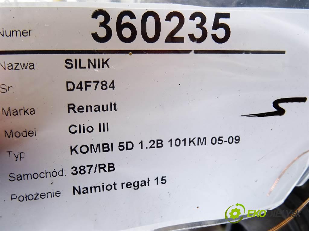 Renault Clio III  2008 100KM KOMBI 5D 1.2B 101KM 05-09 1200 Motor D4F784 (Motory (kompletné))