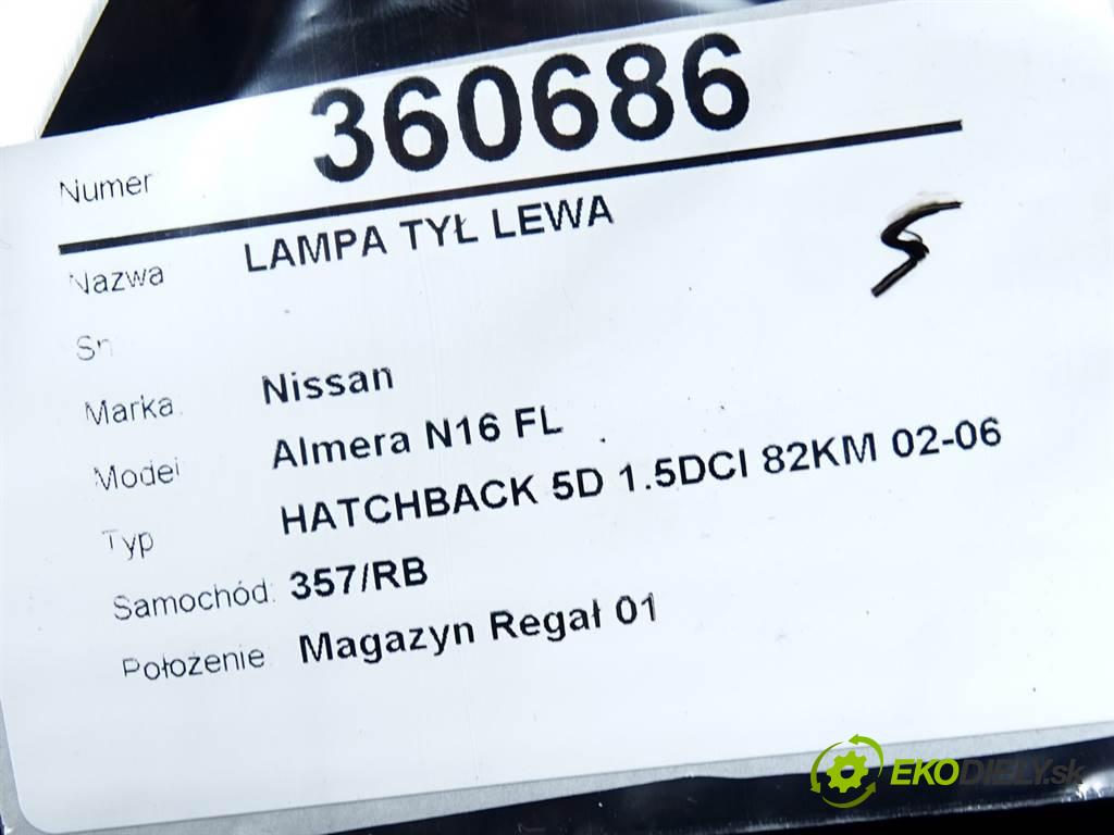 Nissan Almera N16 FL  2005 60 kW HATCHBACK 5D 1.5DCI 82KM 02-06 1461 světlo zadní část levá strana 26555BN702