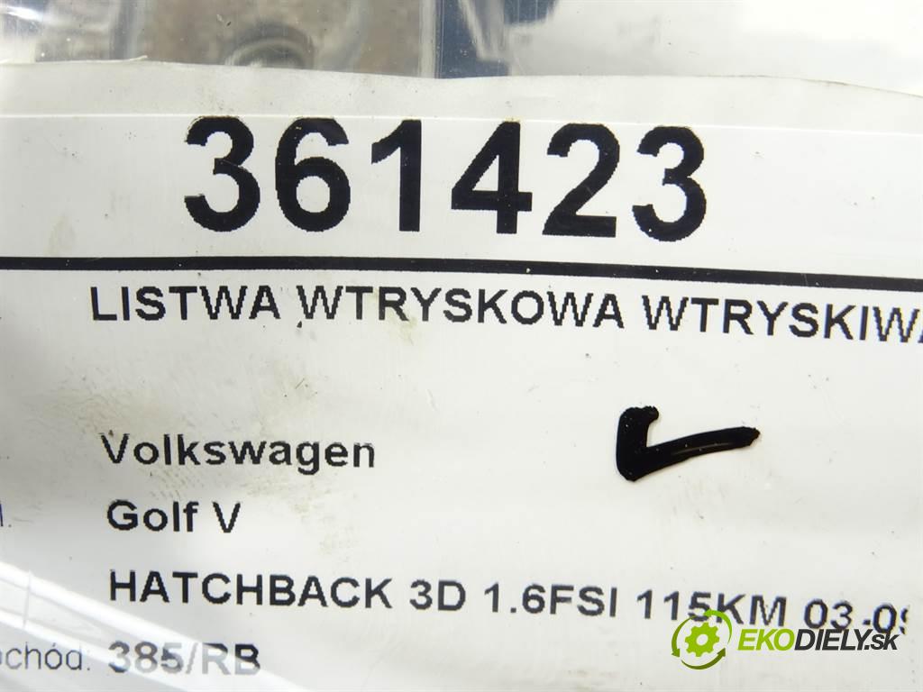 Volkswagen Golf V  2004 85 kW HATCHBACK 3D 1.6FSI 115KM 03-09 1600 lišta vstřikovací vstřikovací ventily GK00266