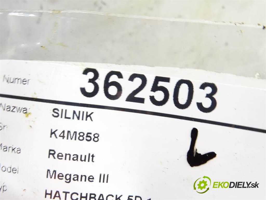 Renault Megane III  2009 81KW HATCHBACK 5D 1.6B 110KM 08-15 1600 Motor K4M858 (Motory (kompletné))