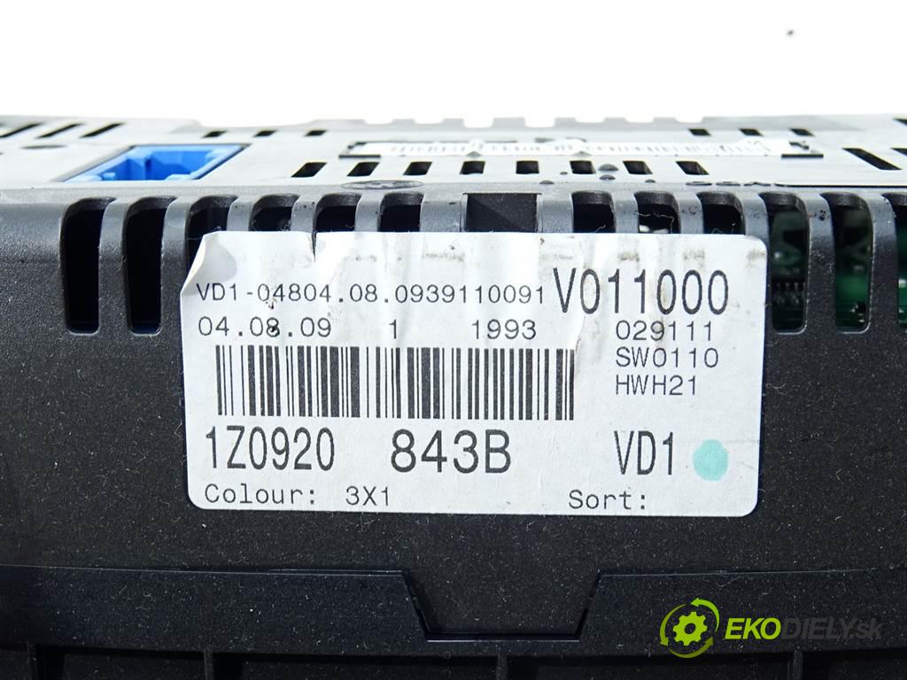 Skoda Octavia II LIFT  2009 75 kW LIFTBACK 5D 1.6B 102KM 08-13 1600 prístrojovka 1Z0920843B (Přístrojové desky, displeje)
