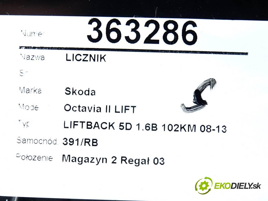 Skoda Octavia II LIFT  2009 75 kW LIFTBACK 5D 1.6B 102KM 08-13 1600 prístrojovka 1Z0920843B (Přístrojové desky, displeje)