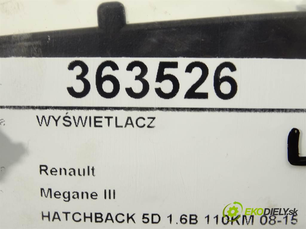 Renault Megane III  2008 81 kW HATCHBACK 5D 1.6B 110KM 08-15 1600 Dislpej 280340008R (Prístrojové dosky, displeje)