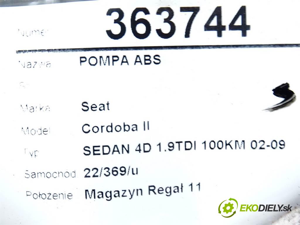 Seat Cordoba II  2003 74 kW SEDAN 4D 1.9TDI 100KM 02-09 1900 Pumpa ABS 0265800003 (Pumpy ABS)