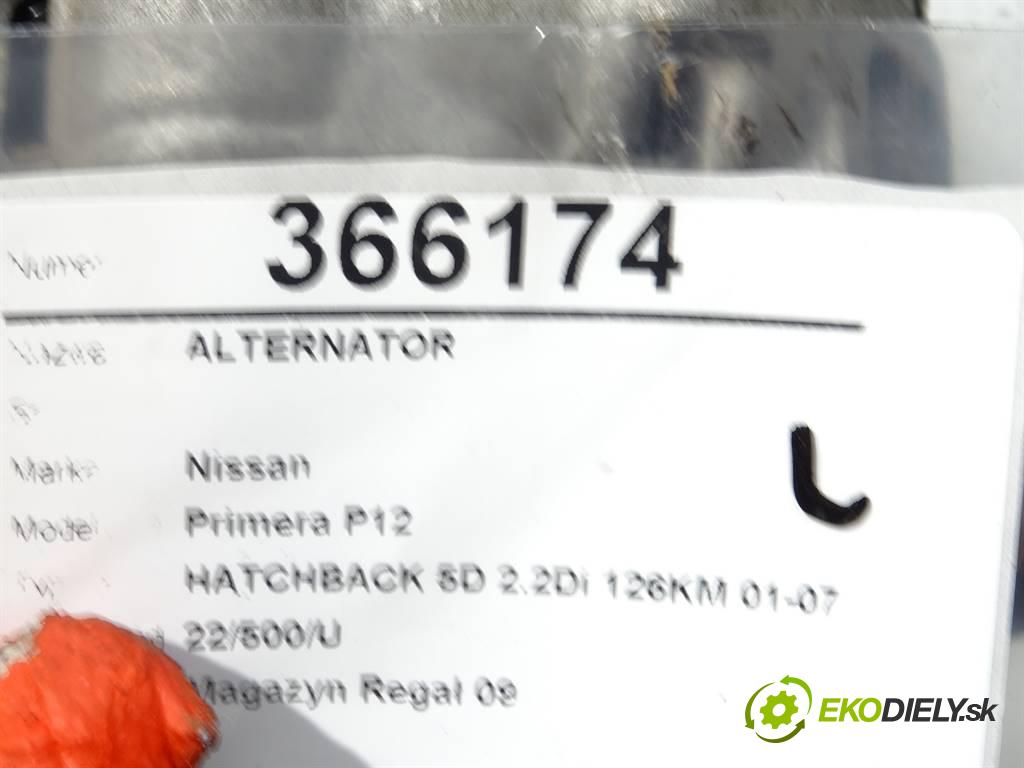 Nissan Primera P12  2002 93KW HATCHBACK 5D 2.2Di 126KM 01-07 2200 Alternátor 23100AD210 (Alternátory)