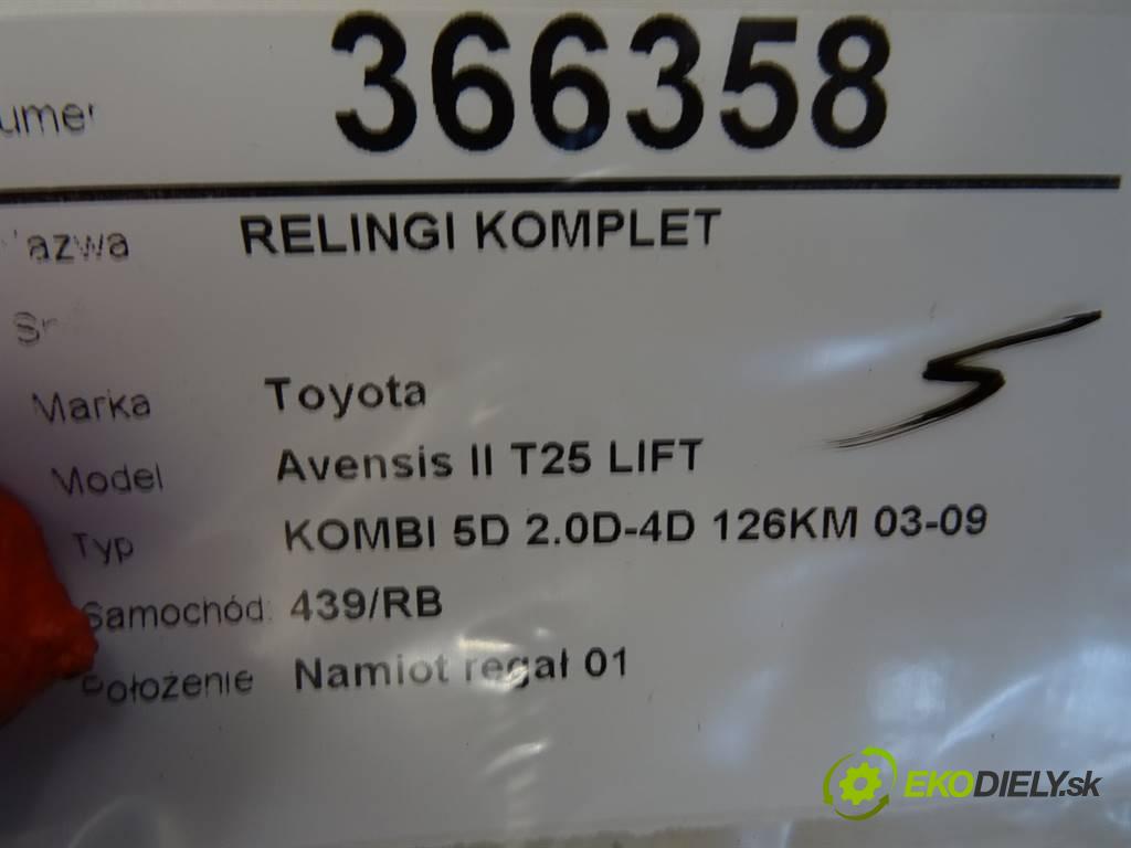 Toyota Avensis II T25 LIFT  2006 126KM KOMBI 5D 2.0D-4D 126KM 03-09 2000 ŽELEZNICE:  (Strešné lyžiny)