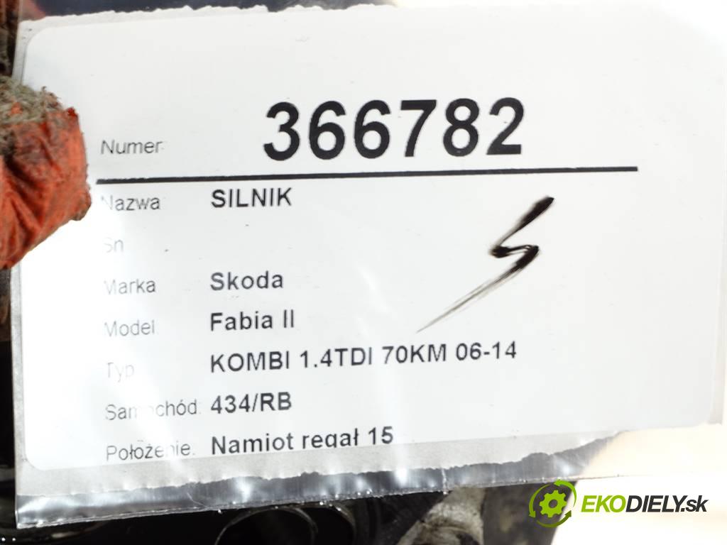 Skoda Fabia II  2009 51 kW KOMBI 1.4TDI 70KM 06-14 1400 Motor BNM (Motory (kompletné))