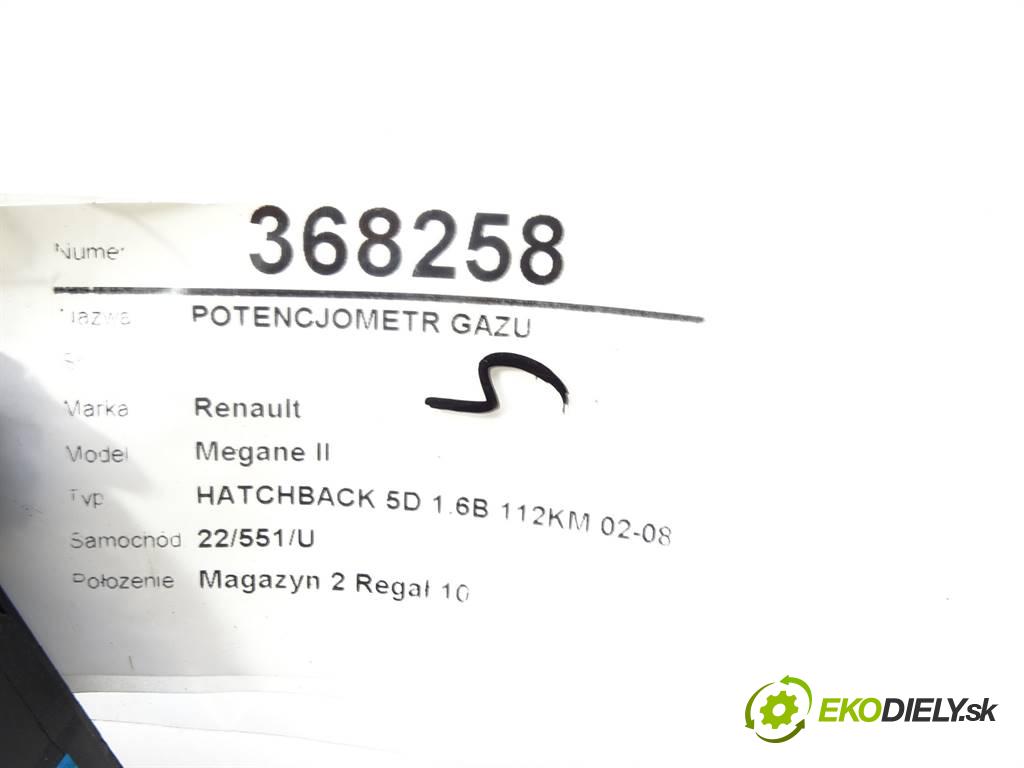 Renault Megane II  2003 83 kW HATCHBACK 5D 1.6B 112KM 02-08 1600 Potenciometer plynového pedálu 8200153270 (Pedále)
