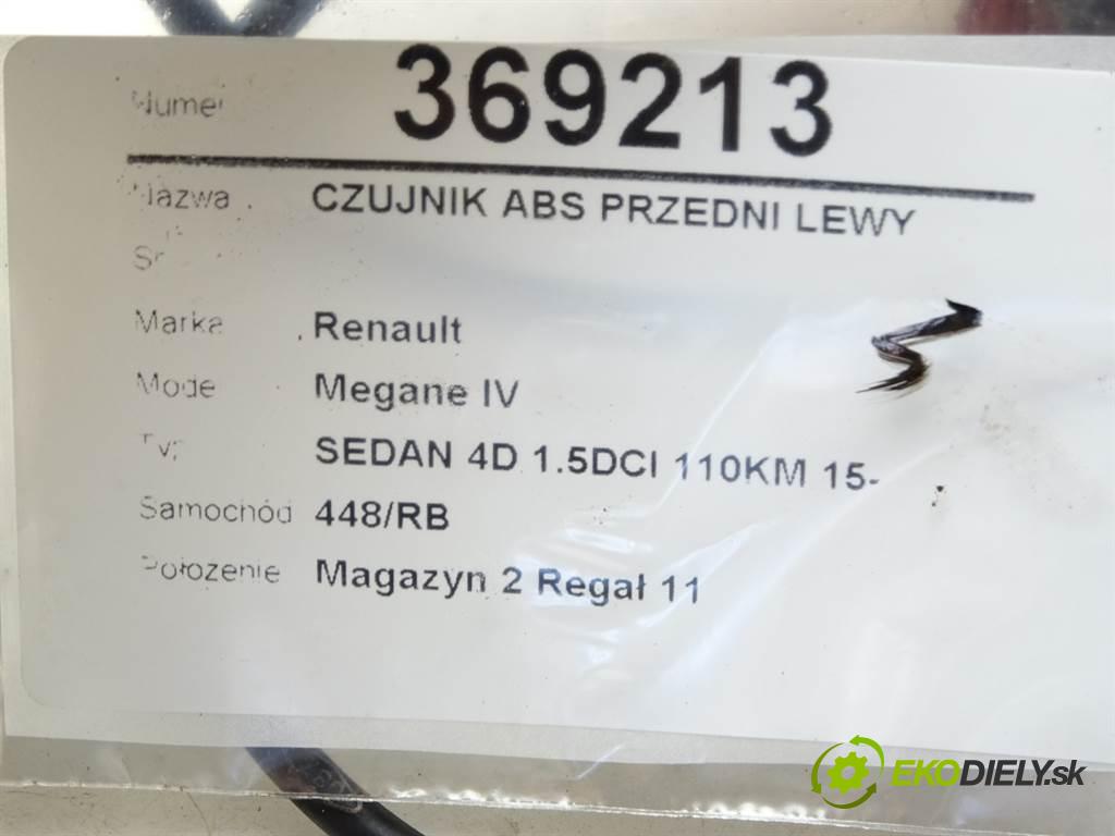 Renault Megane IV  2017  SEDAN 4D 1.5DCI 110KM 15- 1500 Snímač ABS predný ľavy 0265009613 (Snímače ABS)