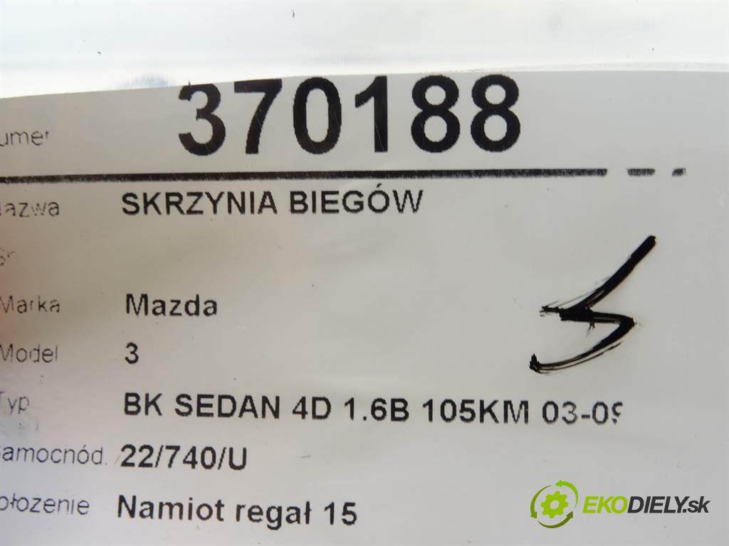Mazda 3  2005 77KW BK SEDAN 4D 1.6B 105KM 03-09 1598 Prevodovka  (Prevodovky)