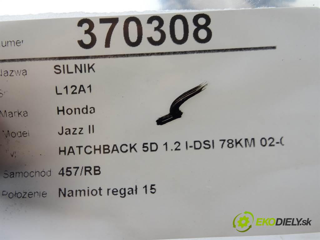 Honda Jazz II  2005 57 kW HATCHBACK 5D 1.2 I-DSI 78KM 02-08 1200 motor L12A1 (Motory (kompletní))
