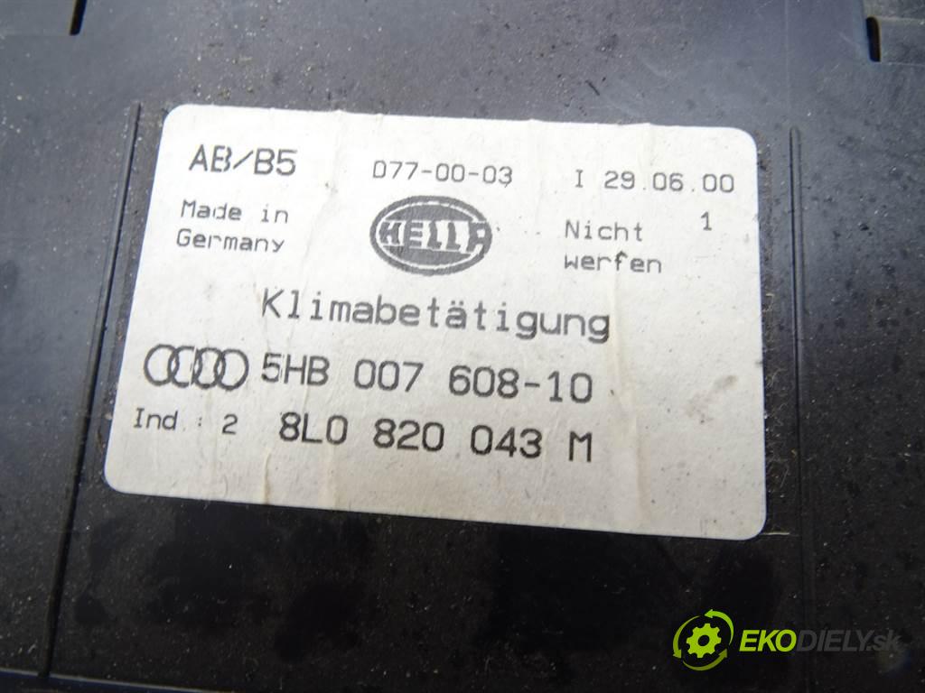 Audi A3 8L  2000 74 kW HATCHBACK 3D 1.6B 101KM 96-00 1600 Panel ovládania kúrenia 8L0820043M (Prepínače, spínače, tlačidlá a ovládače kúrenia)