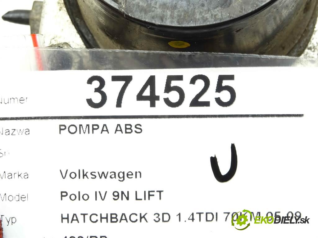Volkswagen Polo IV 9N LIFT  2006 51 kW HATCHBACK 3D 1.4TDI 70KM 05-09 1400 Pumpa ABS 6Q0907379AF (Pumpy ABS)