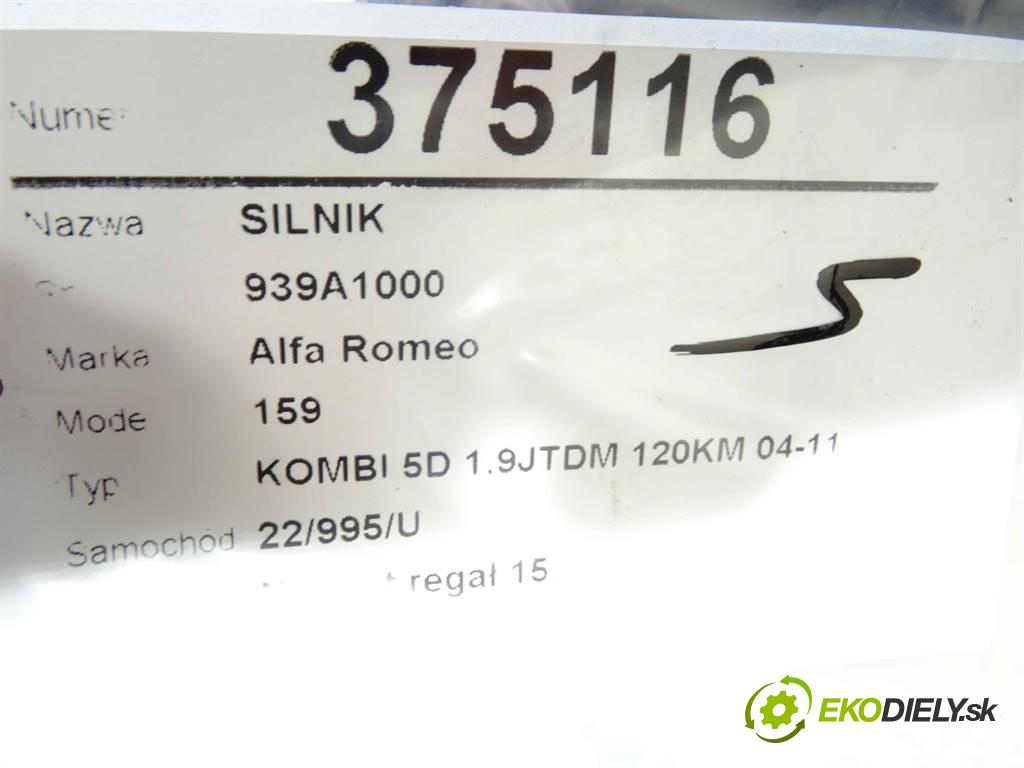 Alfa Romeo 159  2007 88 kW KOMBI 5D 1.9JTDM 120KM 04-11 1900 Motor 939A1000 (Motory (kompletné))