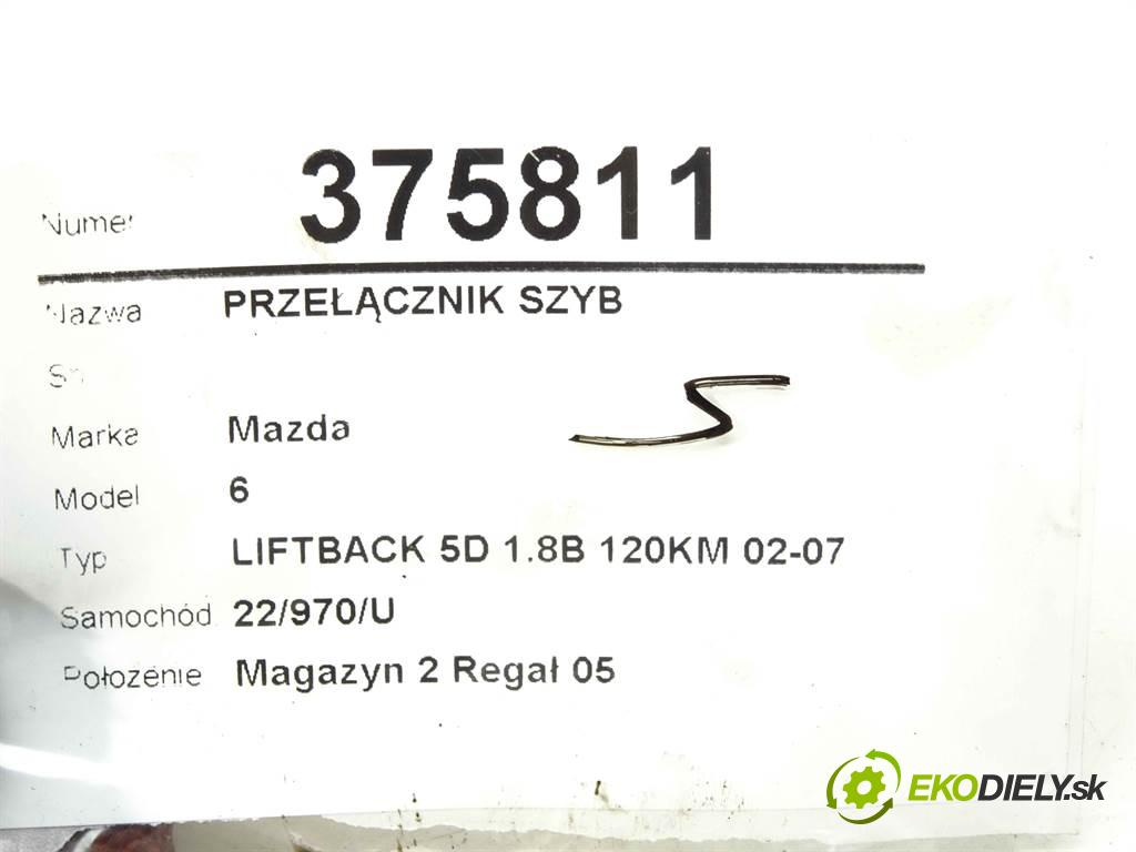 Mazda 6  2003 88 kW LIFTBACK 5D 1.8B 120KM 02-07 1800 přepínač oken 514526 (Ovládaní topení a přepínače)