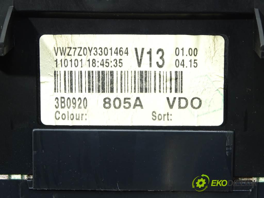 Volkswagen Passat B5 FL  2001 96 kW SEDAN 1.9TDI 130KM 00-05 1900 Prístrojovka 3B0920805A (Prístrojové dosky, displeje)