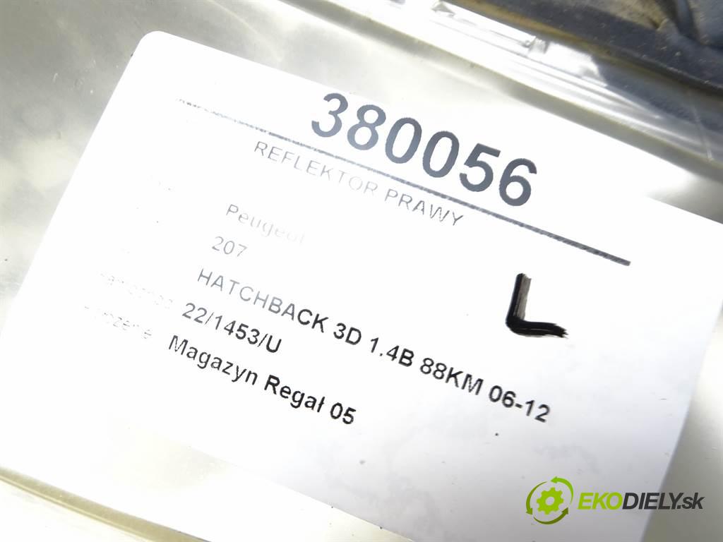 Peugeot 207  2006 65KW HATCHBACK 3D 1.4B 88KM 06-12 1360 Svetlomet pravy 9649986180 (Pravé)