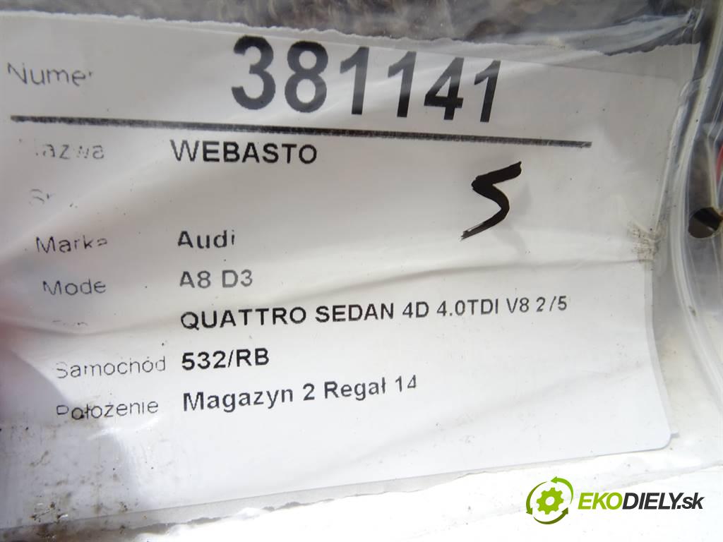 Audi A8 D3  2003 275KM QUATTRO SEDAN 4D 4.0TDI V8 275KM 02-09 4000 Webasto 4E0265081H (Webasto ohřívače)
