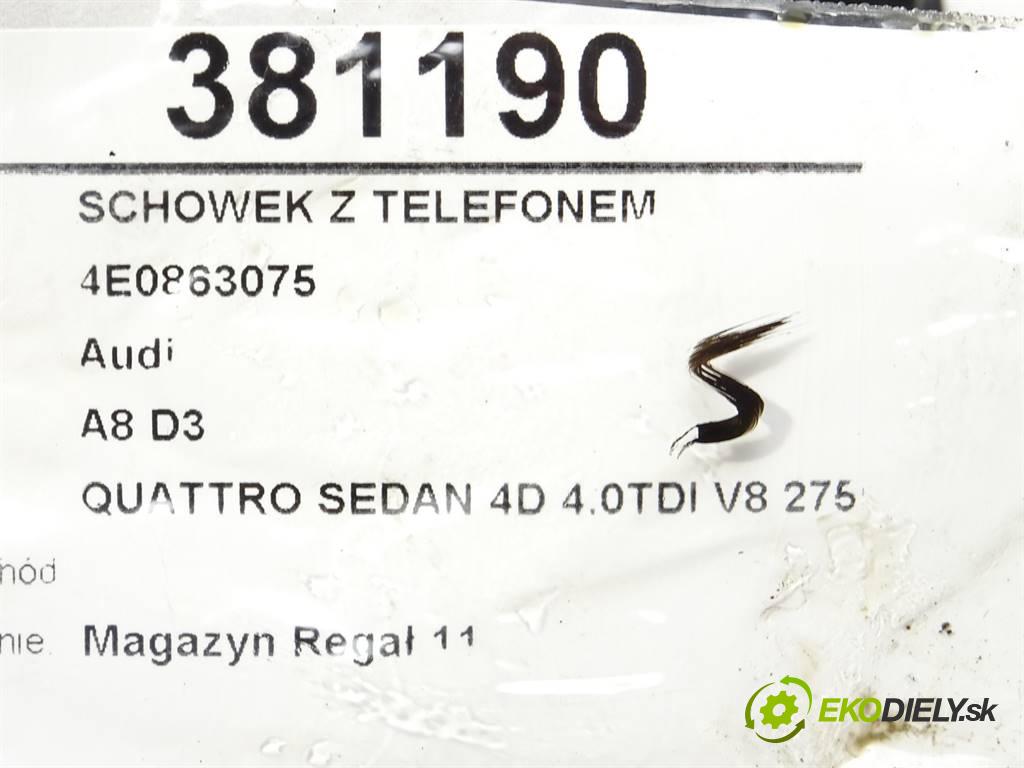 Audi A8 D3    QUATTRO SEDAN 4D 4.0TDI V8 275KM 02-09  Priehradka, kastlík telefón 4E0863075