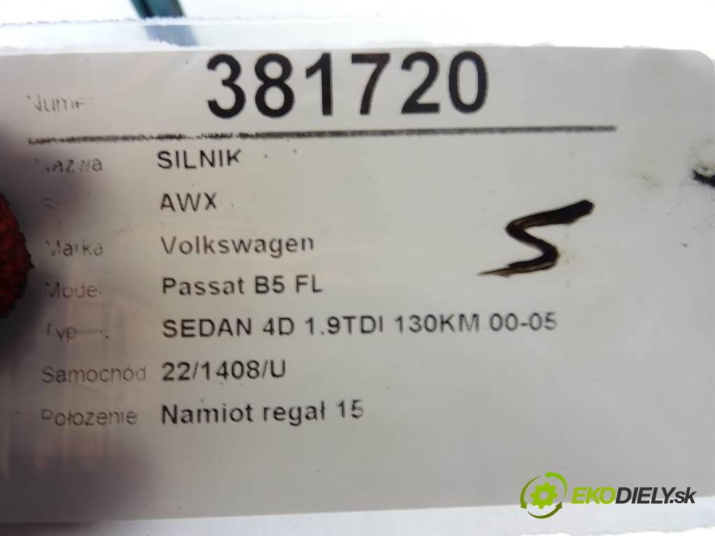 Volkswagen Passat B5 FL  2004 96 kW SEDAN 4D 1.9TDI 130KM 00-05 1900 Motor AWX (Motory (kompletné))