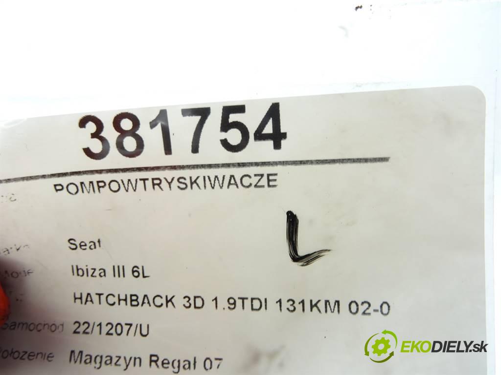 Seat Ibiza III 6L  2003 96KW HATCHBACK 3D 1.9TDI 131KM 02-08 1900 vstrekovače 0414720039 (Vstrekovače)
