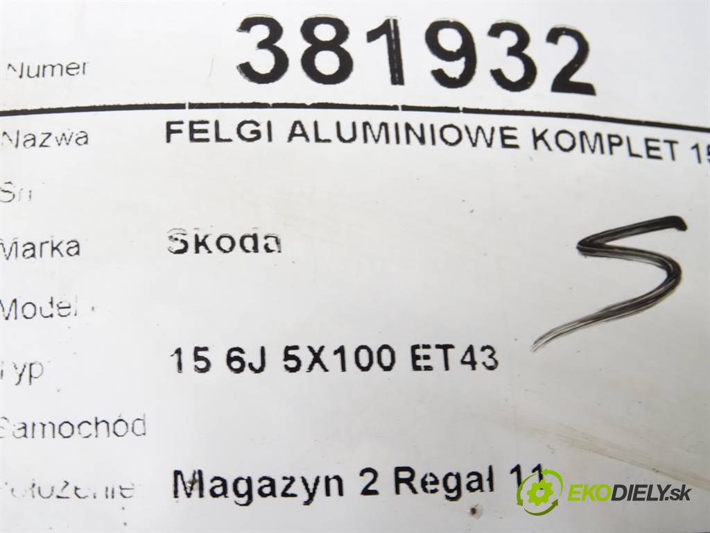 Skoda     15 6J 5X100 ET43  disky hliníkové 15  (Hliníkové)