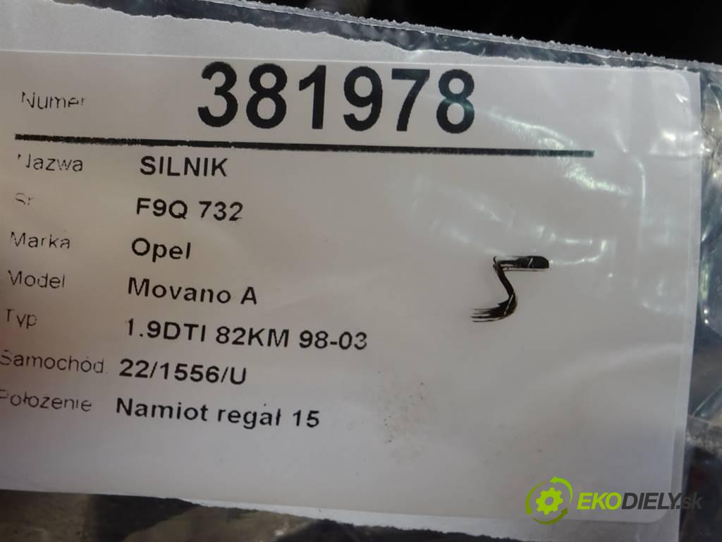 Opel Movano A  2001  1.9DTI 82KM 98-03 1900 Motor F9Q732 (Motory (kompletné))