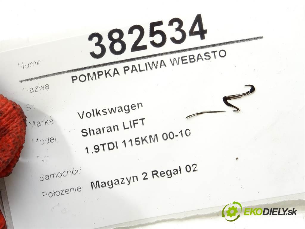 Volkswagen Sharan LIFT    1.9TDI 115KM 00-10  motorek paliva Webasto 20164545 (Webasto ohřívače)