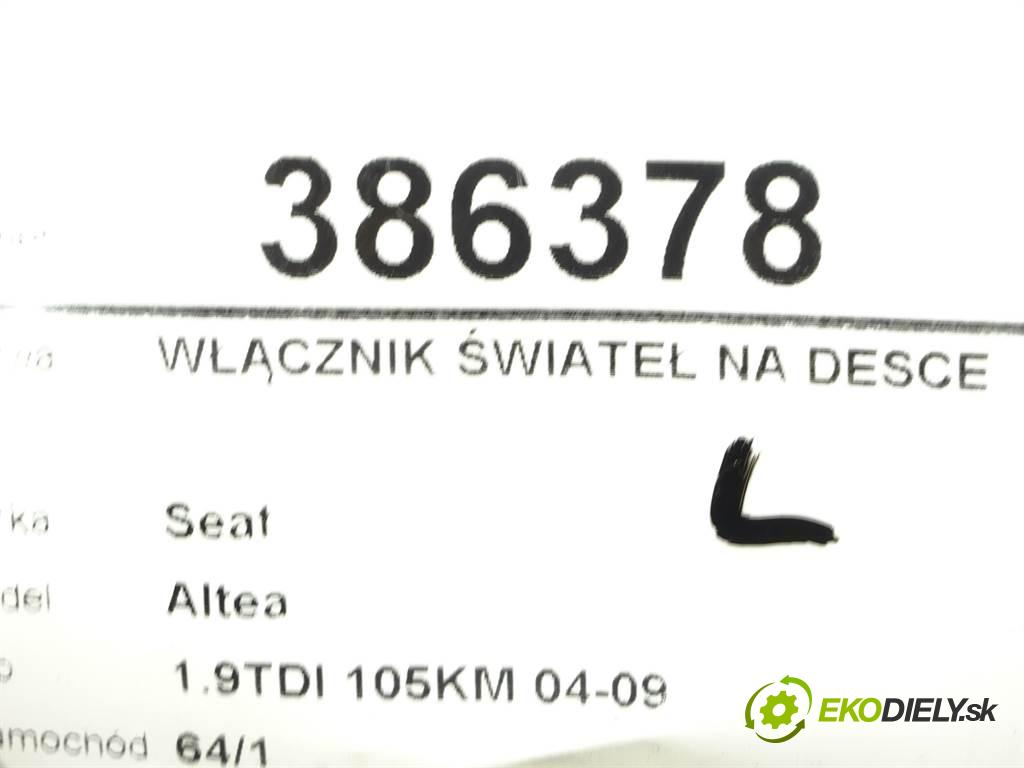 Seat Altea  2006  1.9TDI 105KM 04-09 1900 Spínač svetiel na prístrojovej doske 5P1941431BS (Prepínače, spínače, tlačidlá a ovládače kúrenia)