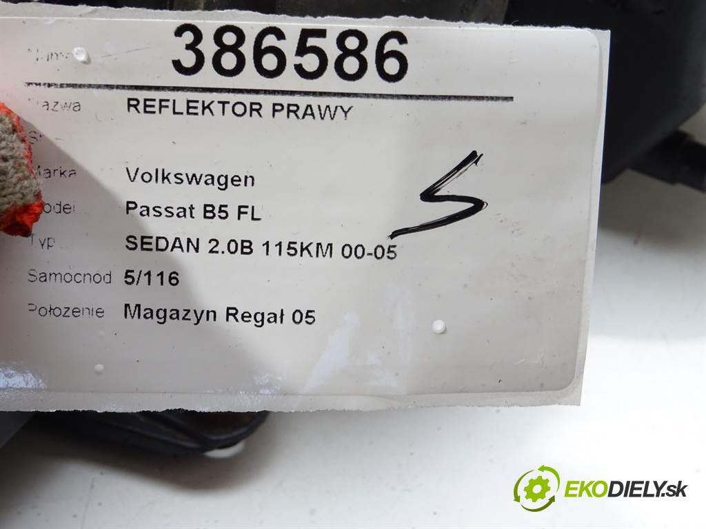 Volkswagen Passat B5 FL  2002 85 kW SEDAN 2.0B 115KM 00-05 2000 Svetlomet pravy 3B0941016AN (Pravé)