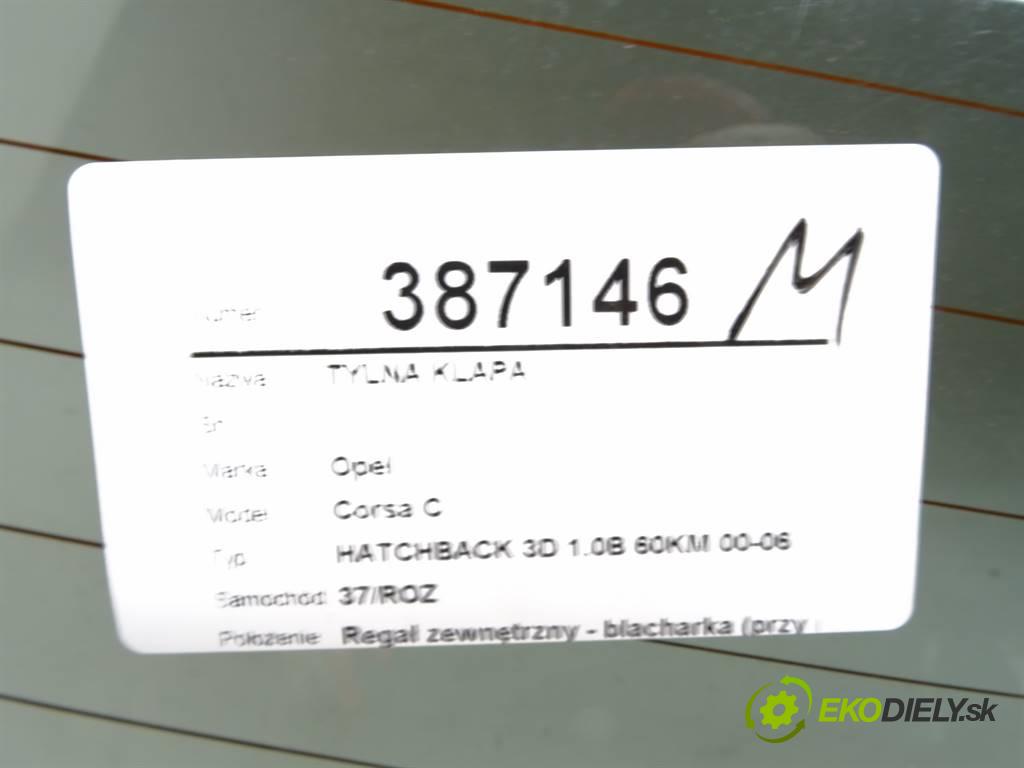 Opel Corsa C  2005 44 kW HATCHBACK 3D 1.0B 60KM 00-06 1000 zadní část kapota  (Zadní kapoty)
