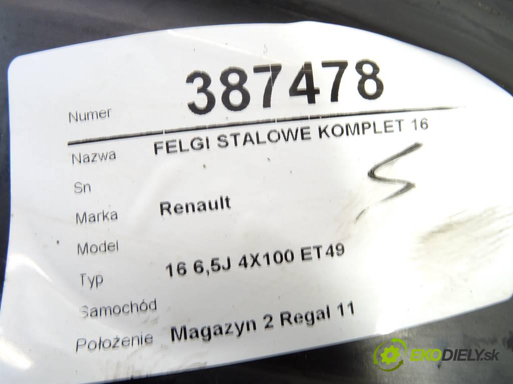 Renault     16 6,5J 4X100 ET49  disky plechové 16  (Plechové)