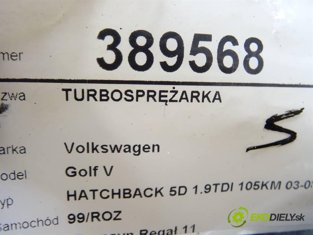 Volkswagen Golf V  2004 77 kW HATCHBACK 5D 1.9TDI 105KM 03-08 1900 Turbodúchadlo,turbo 038253014G (Turbodúchadlá (kompletné))