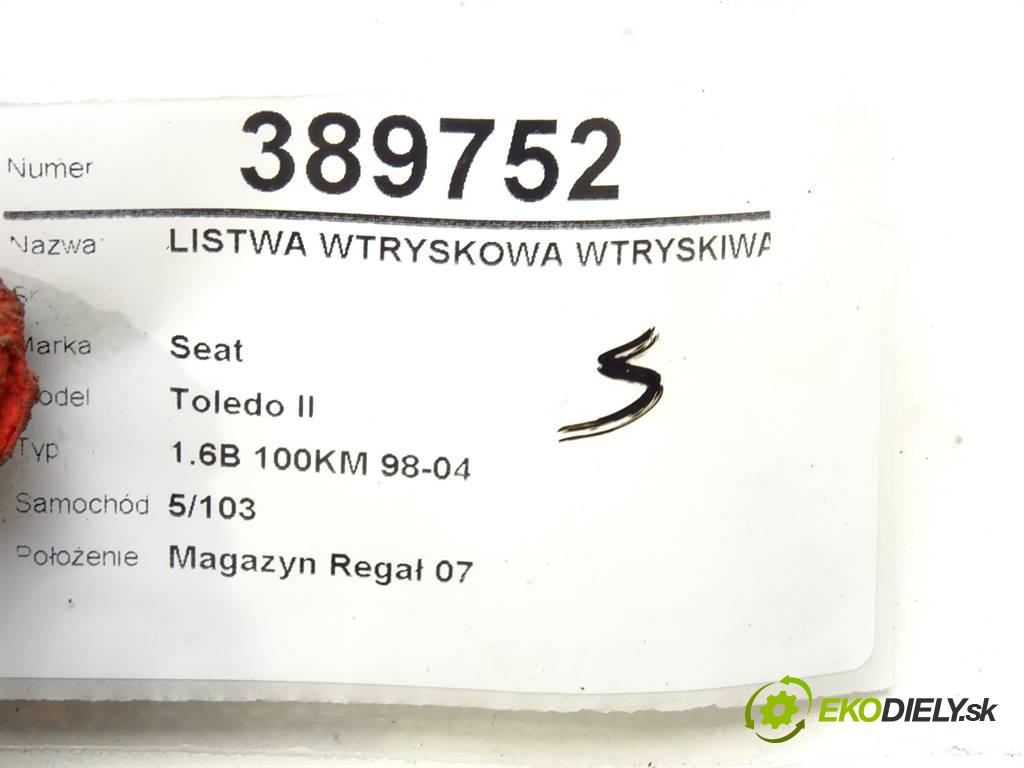 Seat Toledo II  1999 74 kW 1.6B 100KM 98-04 1600 Lišta vstrekovacia Vstrekovacie ventily 037906031AA (Vstrekovacie lišty)