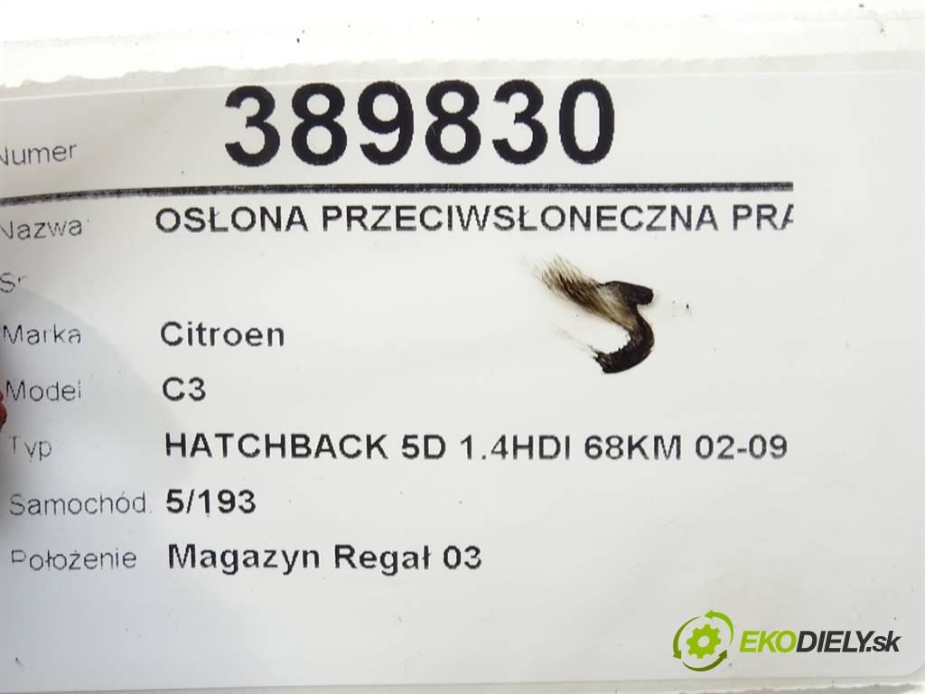 Citroen C3  2003 50 kW HATCHBACK 5D 1.4HDI 68KM 02-09 1400 Clona slnečná pravá  (Ostatné)