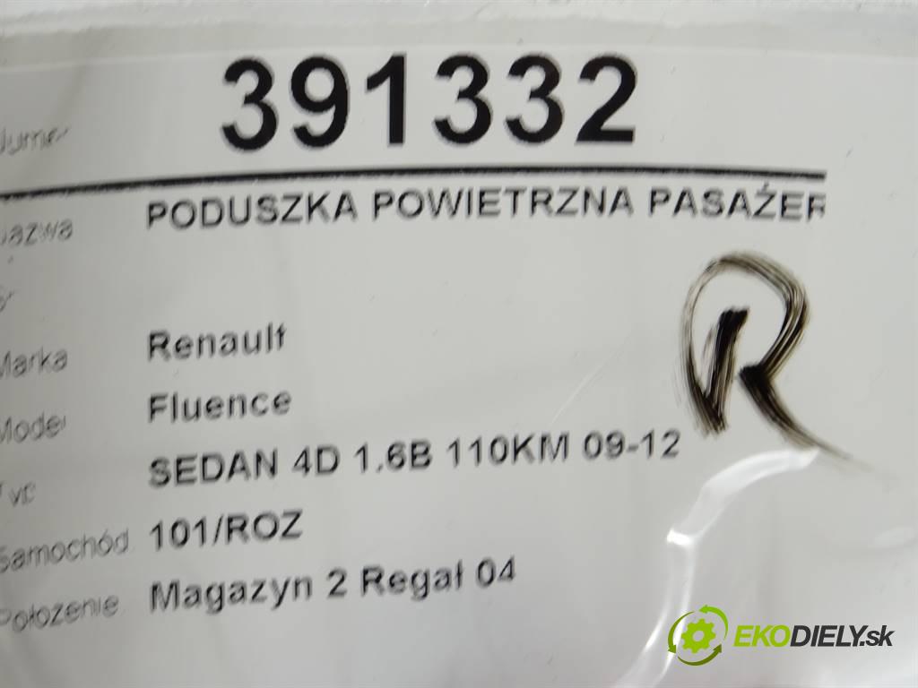 Renault Fluence  2011 81 kW SEDAN 4D 1.6B 110KM 09-12 1600 AirBag spolujazdca 985250008R (Airbagy)