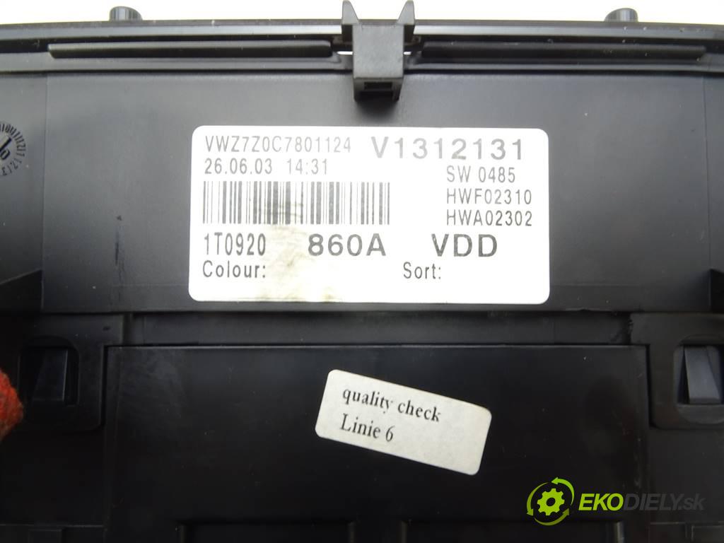 Volkswagen Touran  2003 100 kW 2.0TDI 136KM 03-15 2000 Prístrojovka 1T0920860A (Prístrojové dosky, displeje)