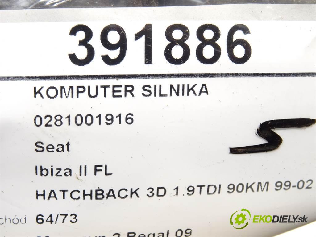 Seat Ibiza II FL  2001 66 kW HATCHBACK 3D 1.9TDI 90KM 99-02 1900 řídící jednotka motora 0281001916 038906018EE (Řídící jednotky)