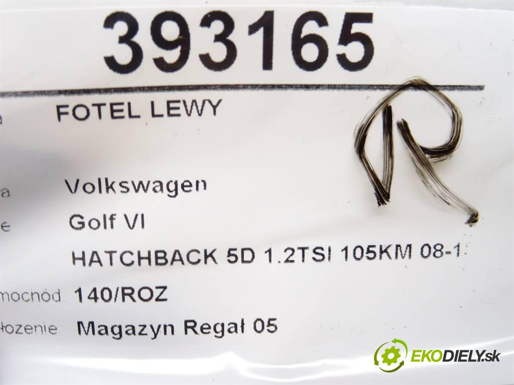 Volkswagen Golf VI  2010 77 kW HATCHBACK 5D 1.2TSI 105KM 08-13 1200 Sedadlo ľavy  (Sedačky, sedadlá)