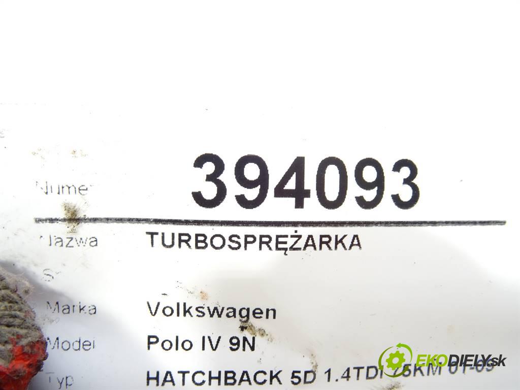 Volkswagen Polo IV 9N  2003 55 kW HATCHBACK 5D 1.4TDI 75KM 01-09 1400 Turbodúchadlo,turbo BAY (Turbodúchadlá (kompletné))