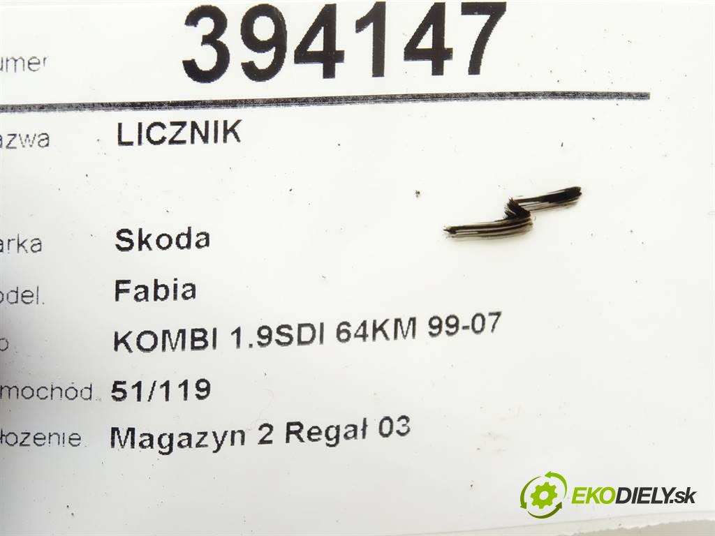 Skoda Fabia  2001 47 kW KOMBI 1.9SDI 64KM 99-07 1900 Prístrojovka 6Y1919860A (Prístrojové dosky, displeje)