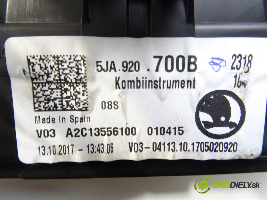 Skoda Rapid  2017 70 kW LIFT LIFTBACK 5D 1.0TSI 95KM 12-19 1000 Prístrojovka 5JA920700B (Prístrojové dosky, displeje)