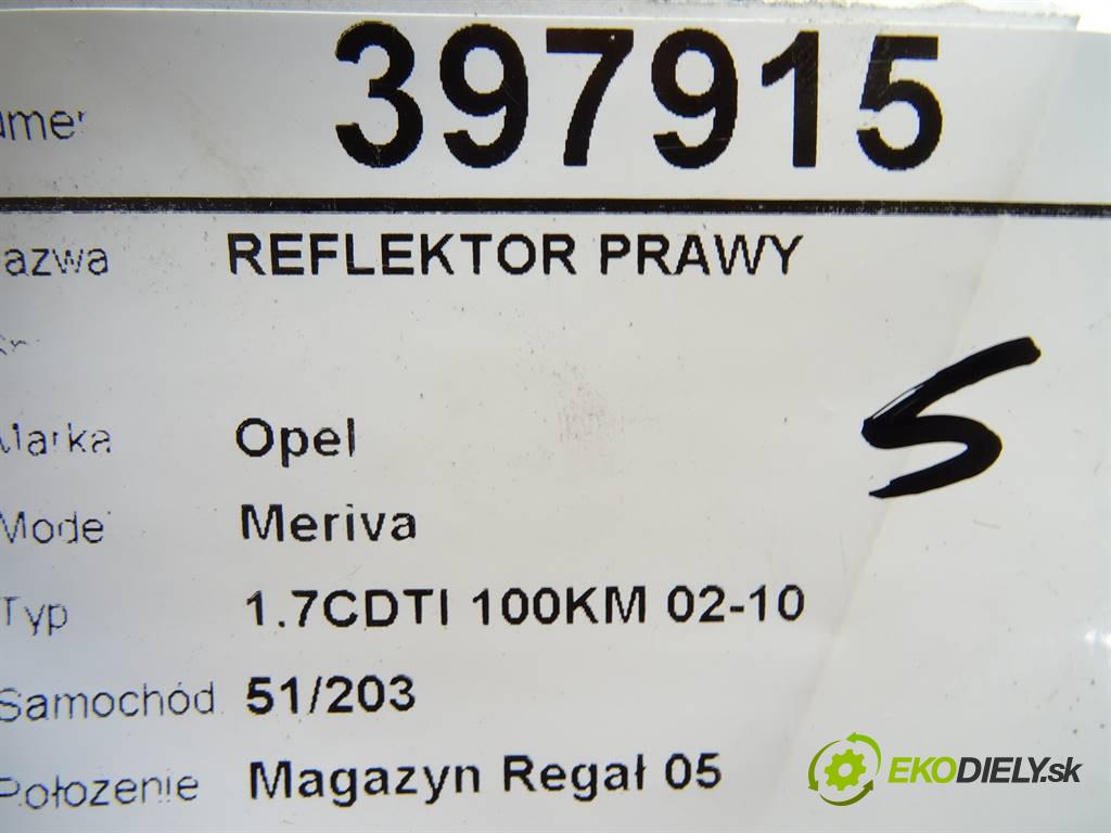 Opel Meriva  2004 74 kW 1.7CDTI 100KM 02-10 1700 Svetlomet pravy 93321053 (Pravé)