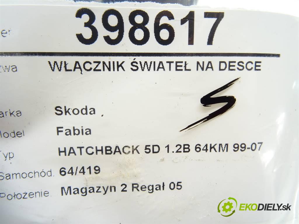 Skoda Fabia  2003 47 kW HATCHBACK 5D 1.2B 64KM 99-07 1200 Spínač svetiel na prístrojovej doske 6Y1941531 (Prepínače, spínače, tlačidlá a ovládače kúrenia)