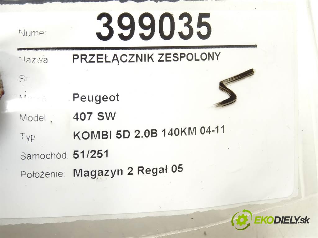 Peugeot 407 SW  2006 103kW KOMBI 5D 2.0B 140KM 04-11 1997 Prepínač kombinovaný 96611304XT (Prepínače, spínače, tlačidlá a ovládače kúrenia)
