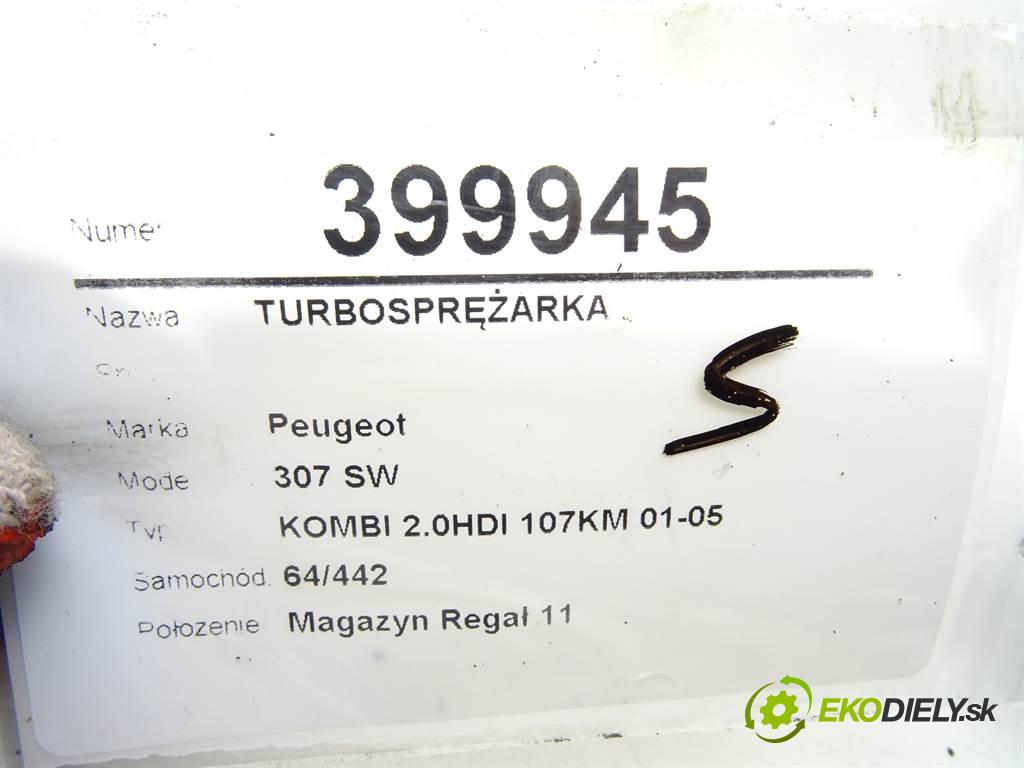 Peugeot 307 SW  2002 79 kW KOMBI 2.0HDI 107KM 01-05 2000 Turbodúchadlo,turbo RHS (Turbodúchadlá (kompletné))