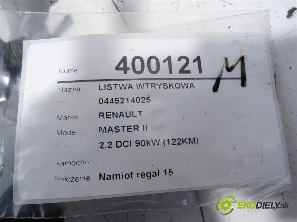 RENAULT MASTER II    2.2 DCI 90kW (122KM)  Lišta vstrekovacia Vstrekovacie ventily 0445214025 (Vstrekovacie lišty)