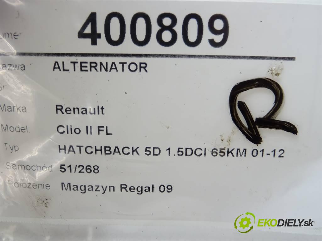 Renault Clio II FL  2002 48 kW HATCHBACK 5D 1.5DCI 65KM 01-12 1500 Alternátor 8200290217 (Alternátory)