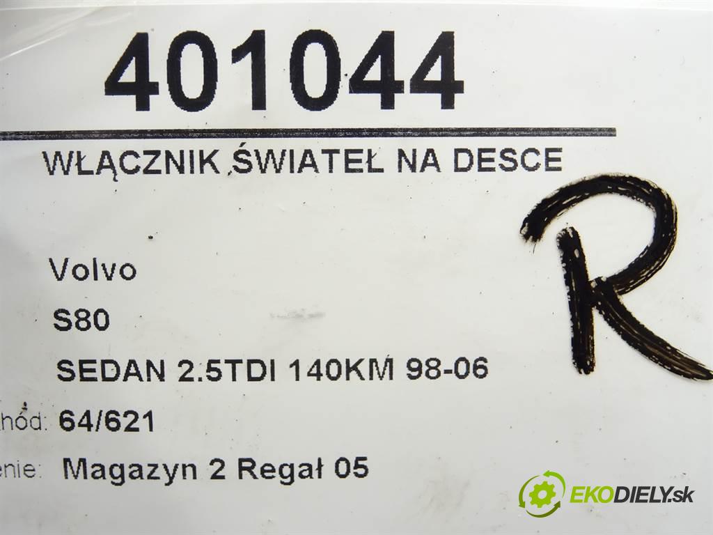 Volvo S80  2004 103kW SEDAN 2.5TDI 140KM 98-06 2461 Spínač svetiel na prístrojovej doske  (Prepínače, spínače, tlačidlá a ovládače kúrenia)